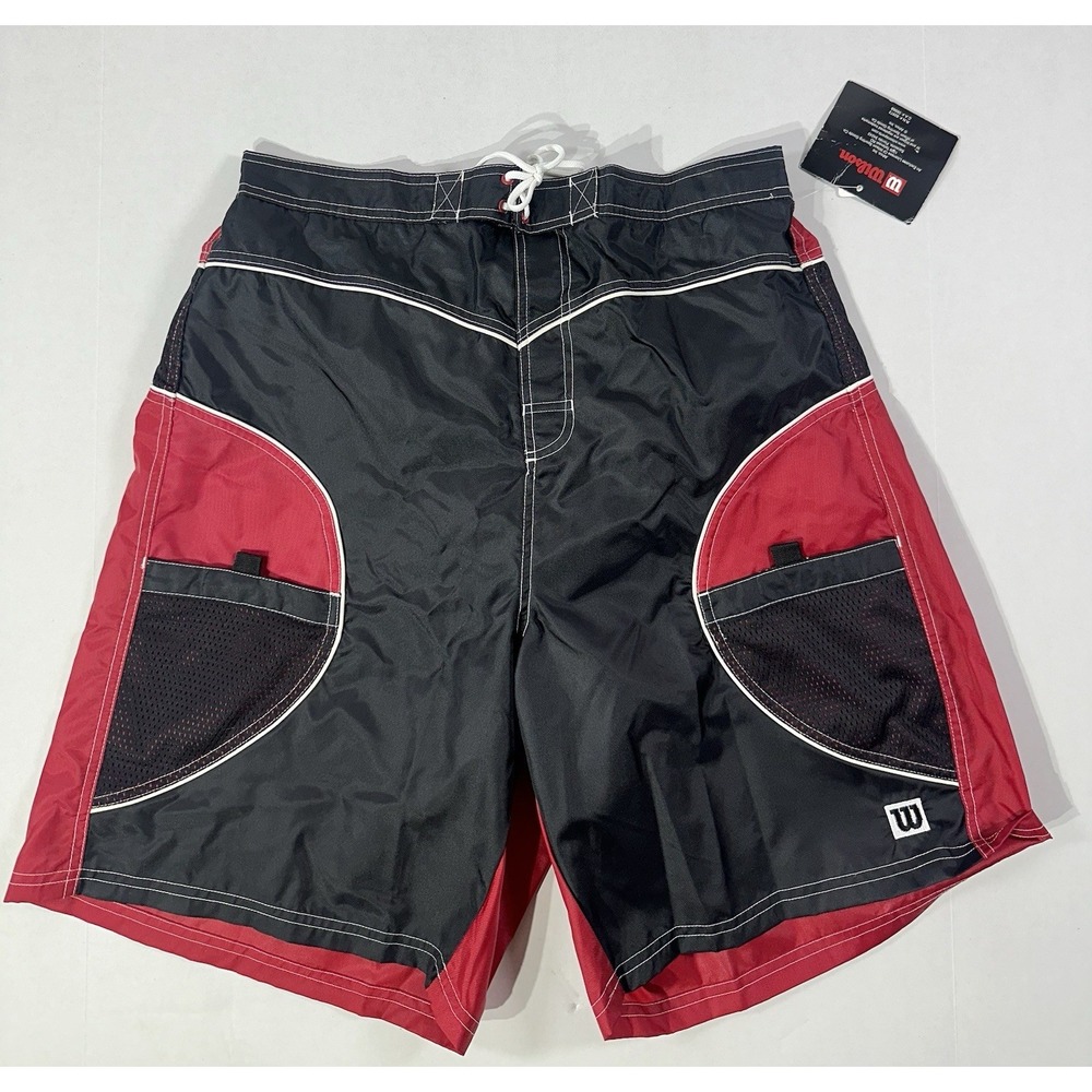 Wilson Swim Board‎ Shorts Men's Large Red Black Mesh Pockets NWT